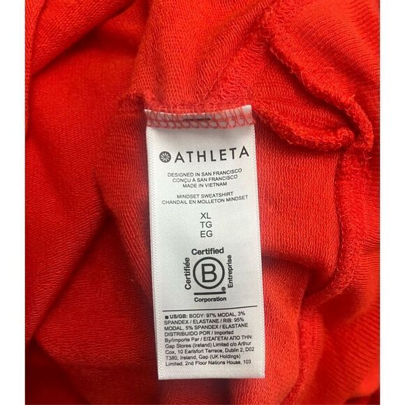 Athleta‎ Tangerine Orange Red Lightweight Pullover Crewneck Sweatshirt XL - Picture 4 of 4